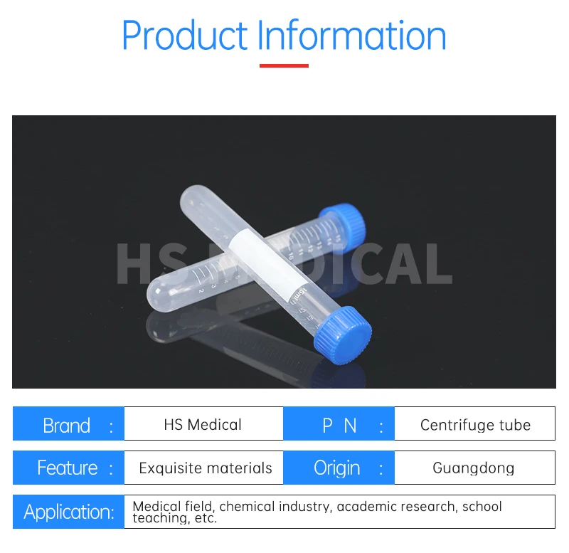 hs medical 50ml Conical Bottom Pp Material Centrifuge Tube
