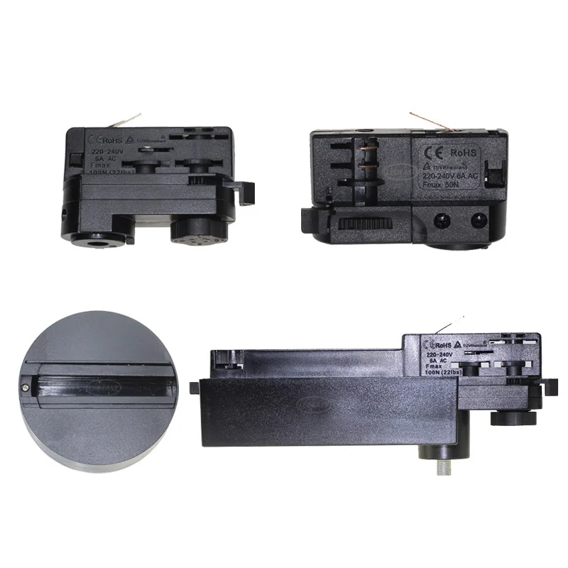 LEDEAST TH 4 wire 3 phase track rail adapter 3 circuit power connector joint for line track light three phase dali coupler