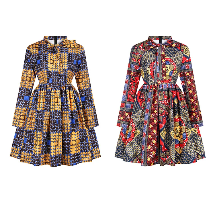 Spring and Autumn New Digital Printing African Style Models Long Sleeved Dress Fashion Casual Dresses for Womens