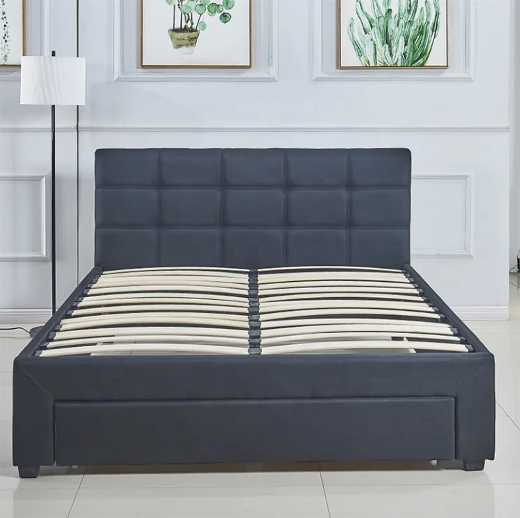 Queen Upholstered Storage Platform Bed Double Bed (62120608899)