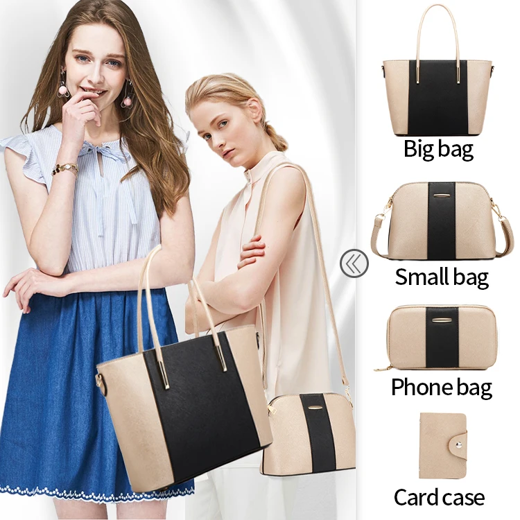 Hot Sell High Quality Custom logo Luxury Pu Leather Carteras Para Mujer 4 In 1 shoulder hand Bag Set Women Handbag Purse Sets