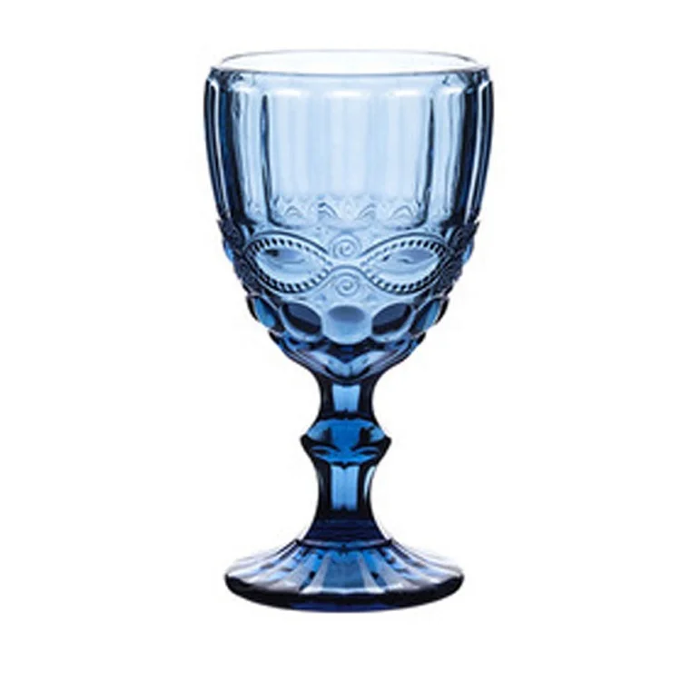 Hot sale Amazon Color Champagne Glasses Winebowl 250ml Blue Vintage Water Goblets