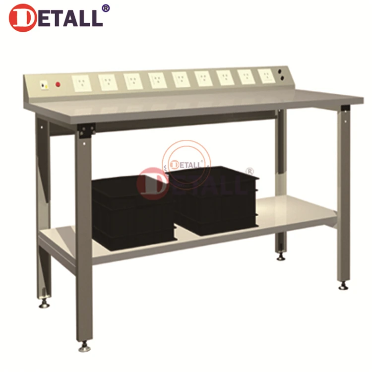 Detall electronics lab workbench for testing laboratory equipment