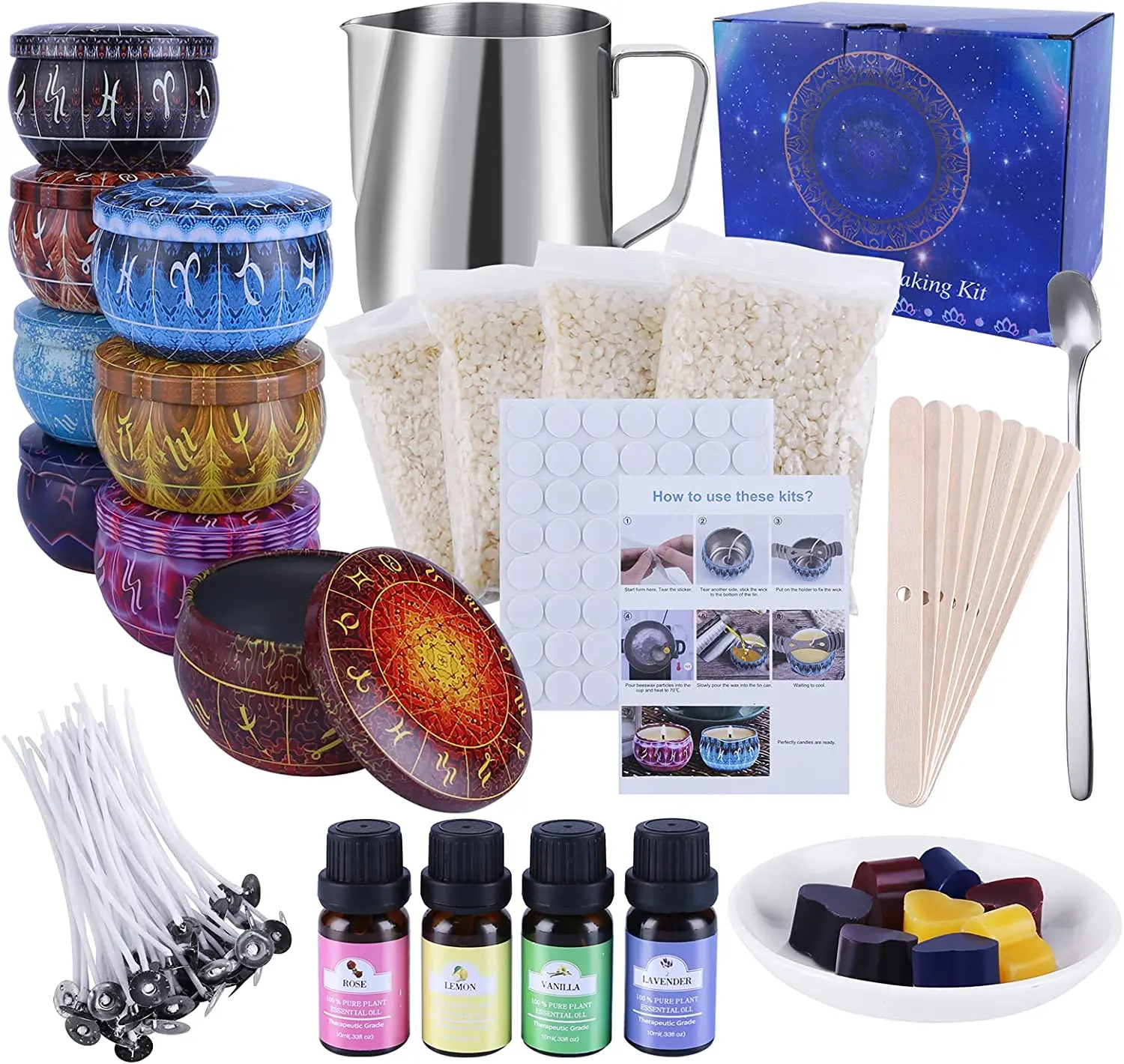 hot sell candle making kit for teens cera de soya para velas beeswax candle molds with black candle tin diy sets