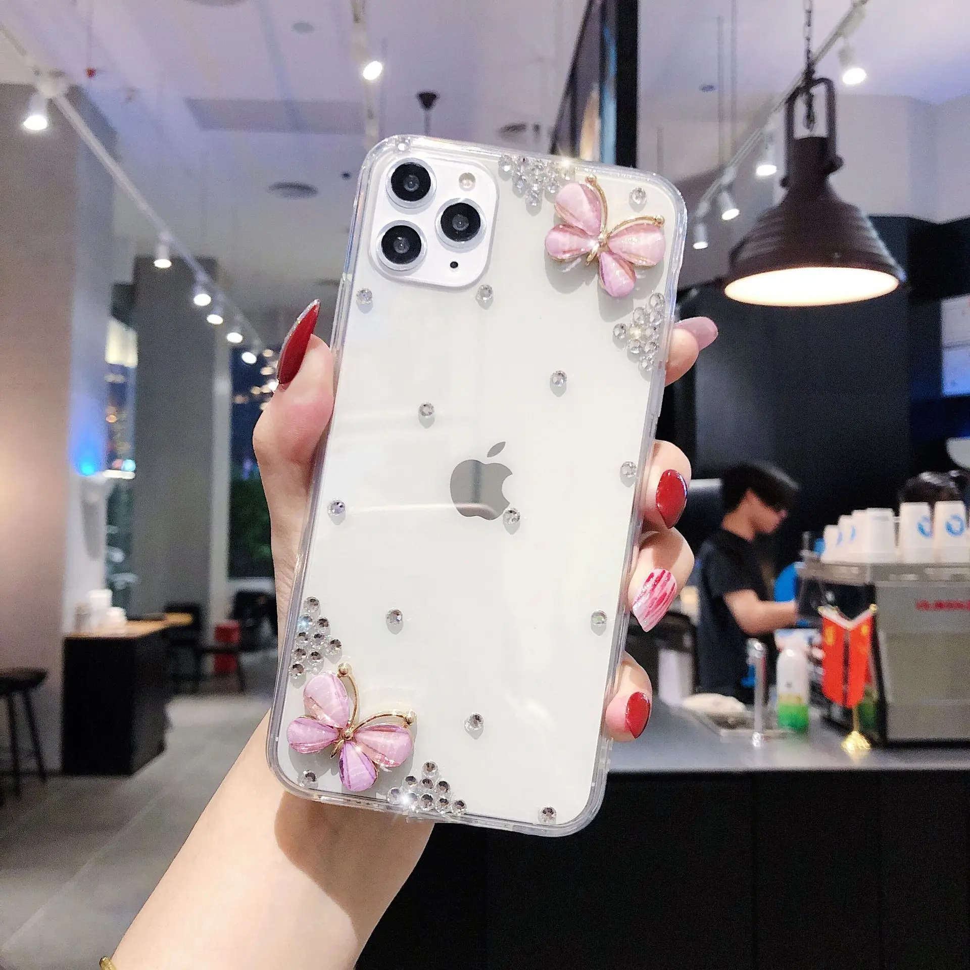 
Butterfly TPU Phone Case For Iphone Series With Diamond Support Iphone 11,11 PRO and 11 PRO MAX 