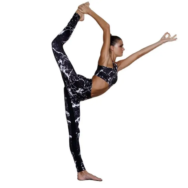 2021 new style 3D printed yoga sets gym out fit leggings pants thunder bra ladies sport fitness sets for women