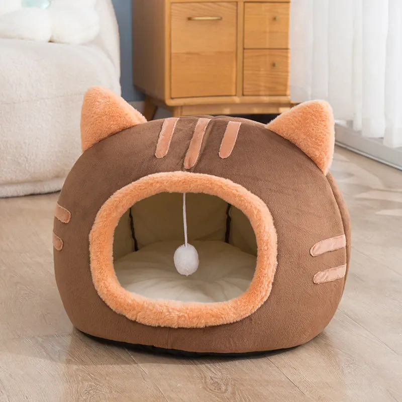 Wholesale High Quality Cute Cat Bed Warm Pet House Kitten Cave Cushion Comfort Cat House Dog Basket Tent