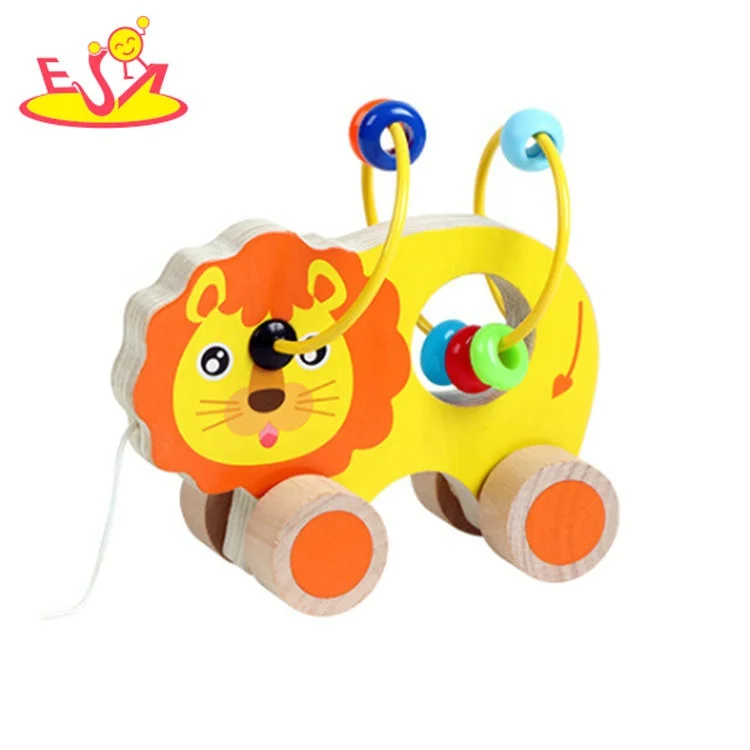 2023 New arrival elephant shape wooden toys bead maze for children W11B243