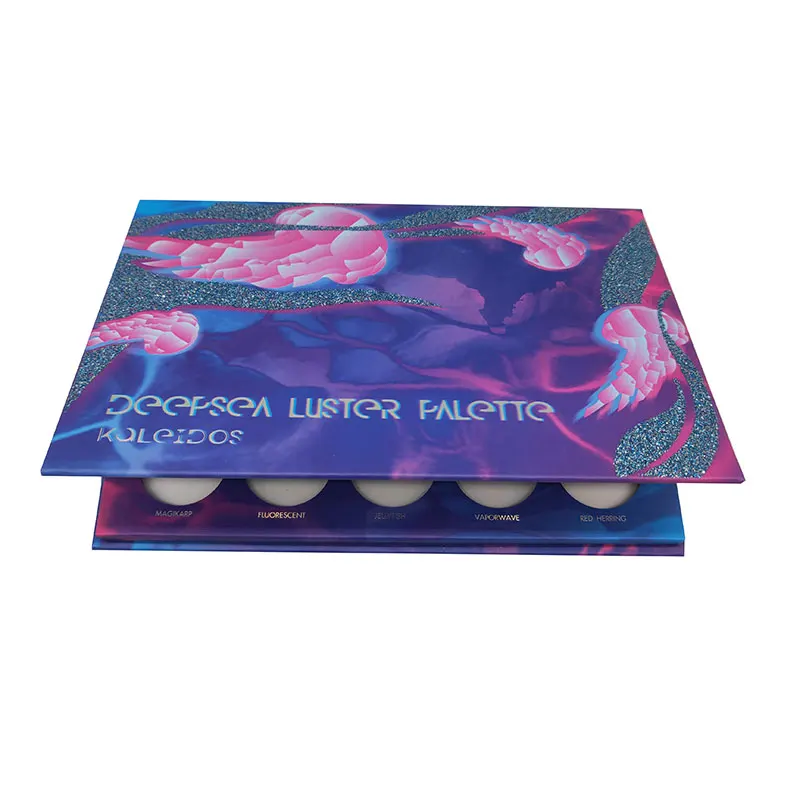 Wholesale Custom Printed Cosmetic Palette Packaging Empty Magnetic Flip Gift Rigid Cardboard Makeup Palette Eyeshadow Packaging