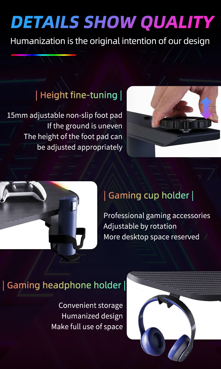 L shaped modern large carbon fibre gaming desk for pc custom big pc fashion white rgb mesa gaming desk manufacturer