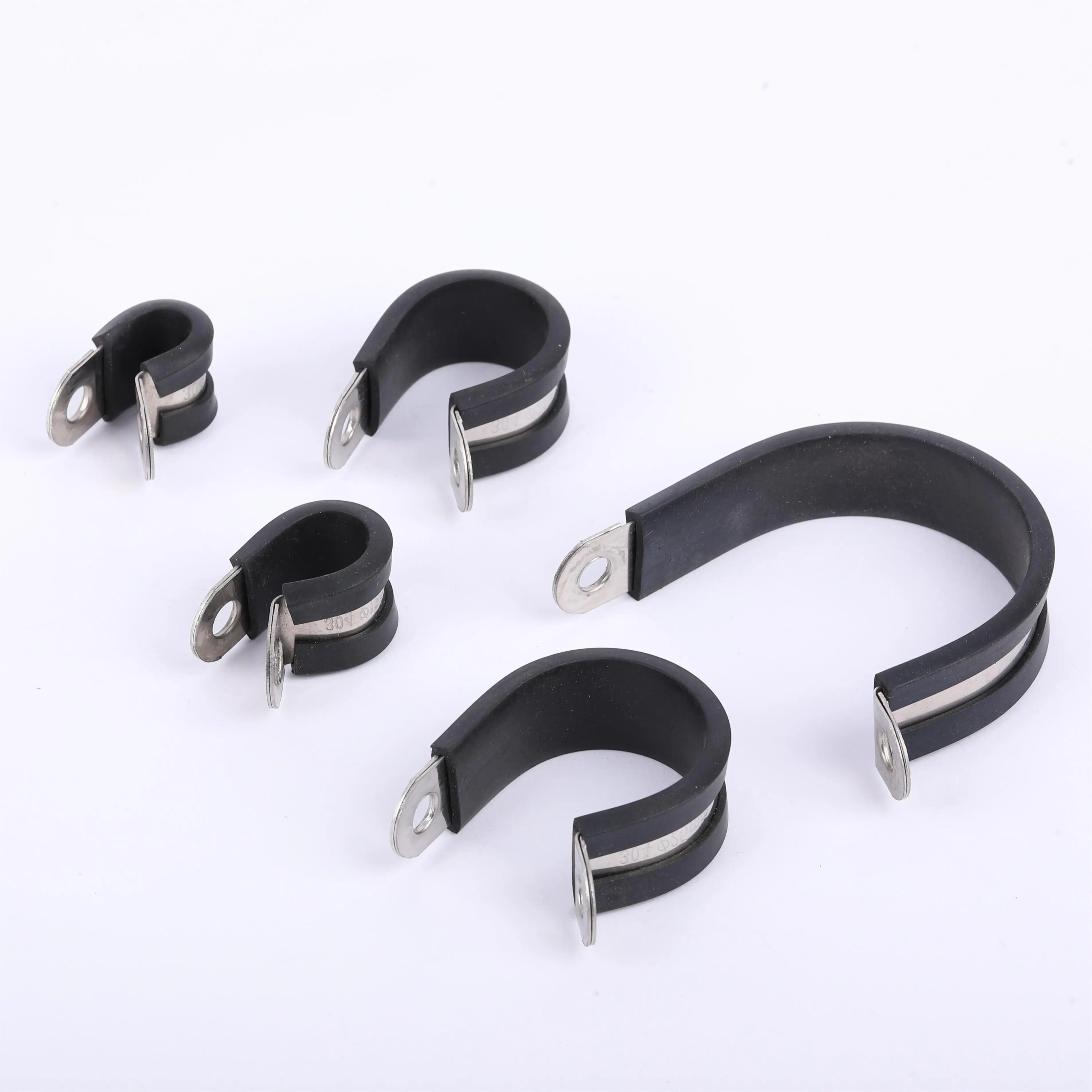 Stainless Steel INOX 304 Rubber Lined P Clips Rubber Pipe Clamps Durable R Types Hose Clamps quick locking pipe clamp