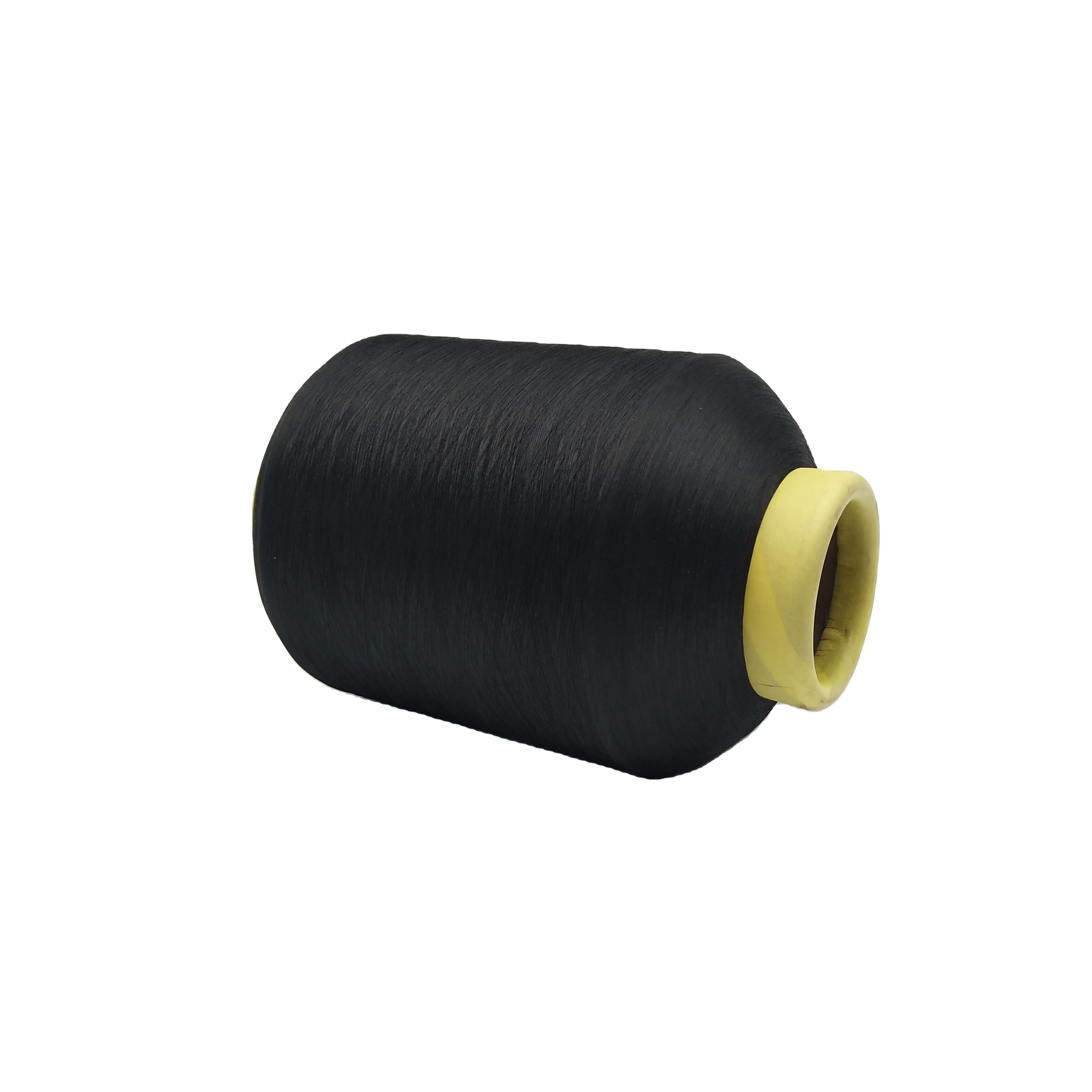 Фабричное производство, полиэстер 40/100, черный спандекс, однослойная пряжа для вязания текстиля