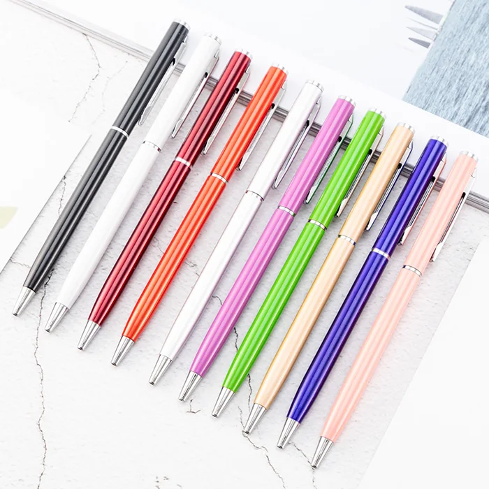 wholesale promotional school ball pen office supplies metal ballpoint pens with custom logo