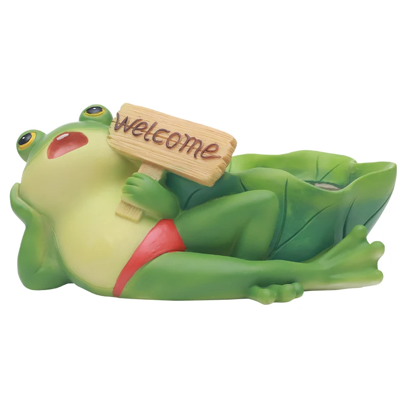 Roogo Figurine Frog Resin Succulent Small Flowerpot Handmade DIY Green Plant Potted Desktop Pen Holder Decoration  Gift Outdoor