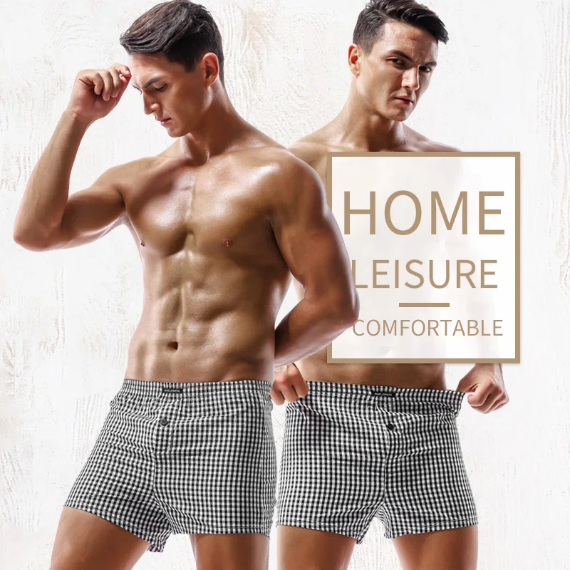 Factory wholesale custom logo mens 100% cotton boxer underwear soft pants elastic mens basic boxer briefs cotton pajamas