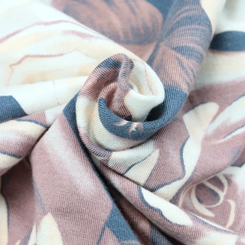 Modal 95%  Spandex 5% Weft Knitting Superfine fiber modal Fabric 170gsm Big Flower Print For Underwear/ Pajamas