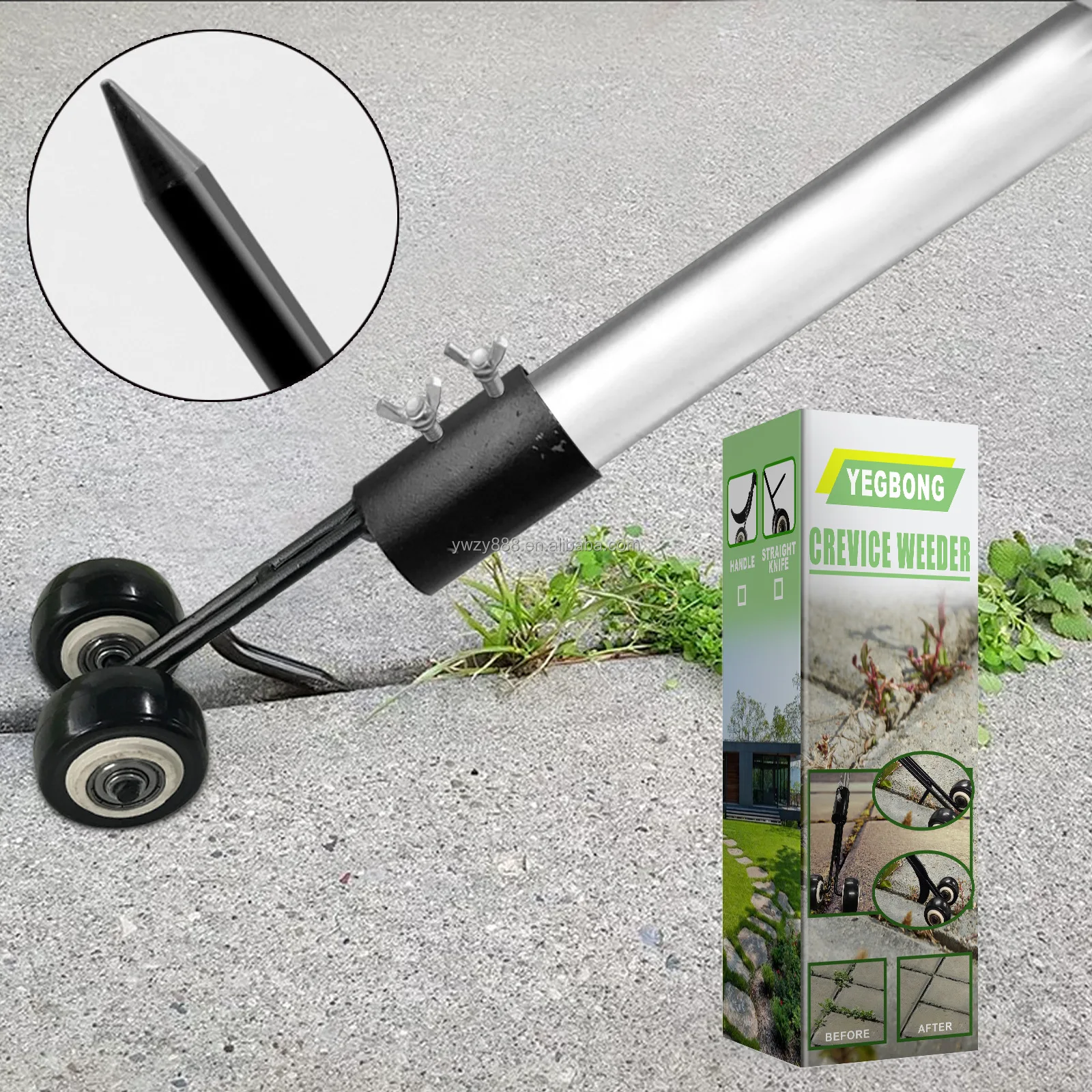 Garden slit weeder Garden weeding hook straight hook sickle type shrink metal rod weeding sharp tool