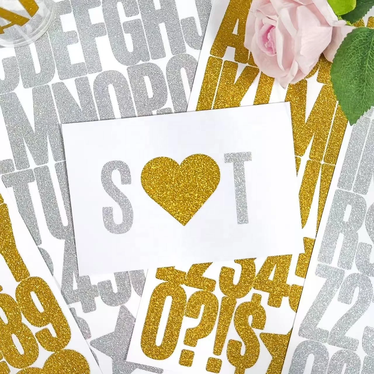 2inch Self-Adhesive Waterproof Stickers Glitter Gold Silver Alphabet Number Stickers Letter For Sign And Notebook Sheets Packing