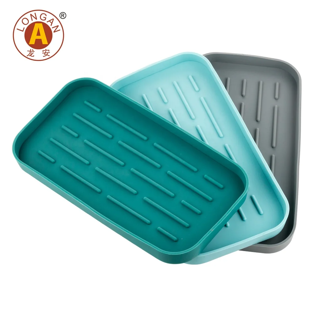 Factory Hot Sale Kitchen Rack Shelf Tray Sink Organizer Silicone Sponge Holder Tray For Kitchen Tool