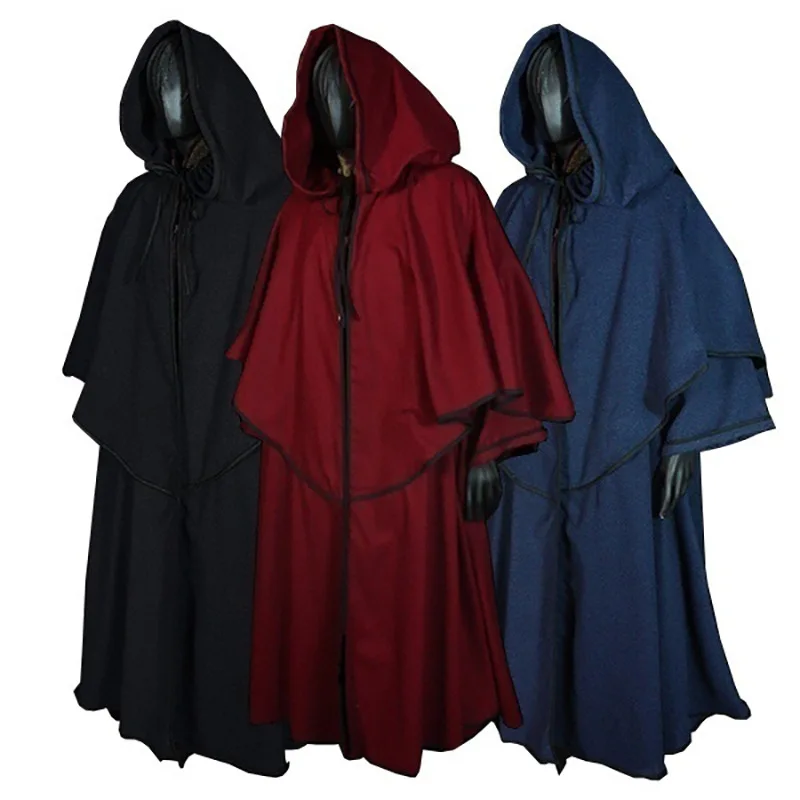 Europe and America Cosplay Middle Ages Halloween 5 Colors Cloak Hooded Robe Cloak Monk Robe Cloak Wizard Wizard Cloaostume