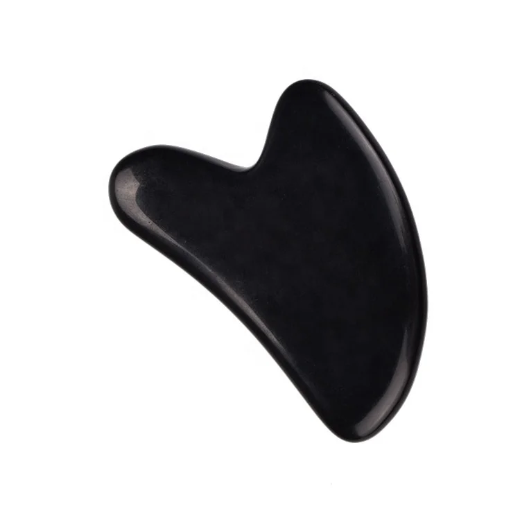 Mushang Wholesale Guasha Face Scraping Massage Tool Natural Stone Facial Massager Black Obsidian Gua Sha Stone