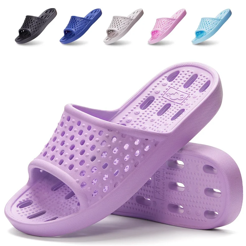 Bathroom Slides Summer Shoes For Indoor, Casual Women Home Flipflop Soft Massage Shower Sandal House Slipper With Hole