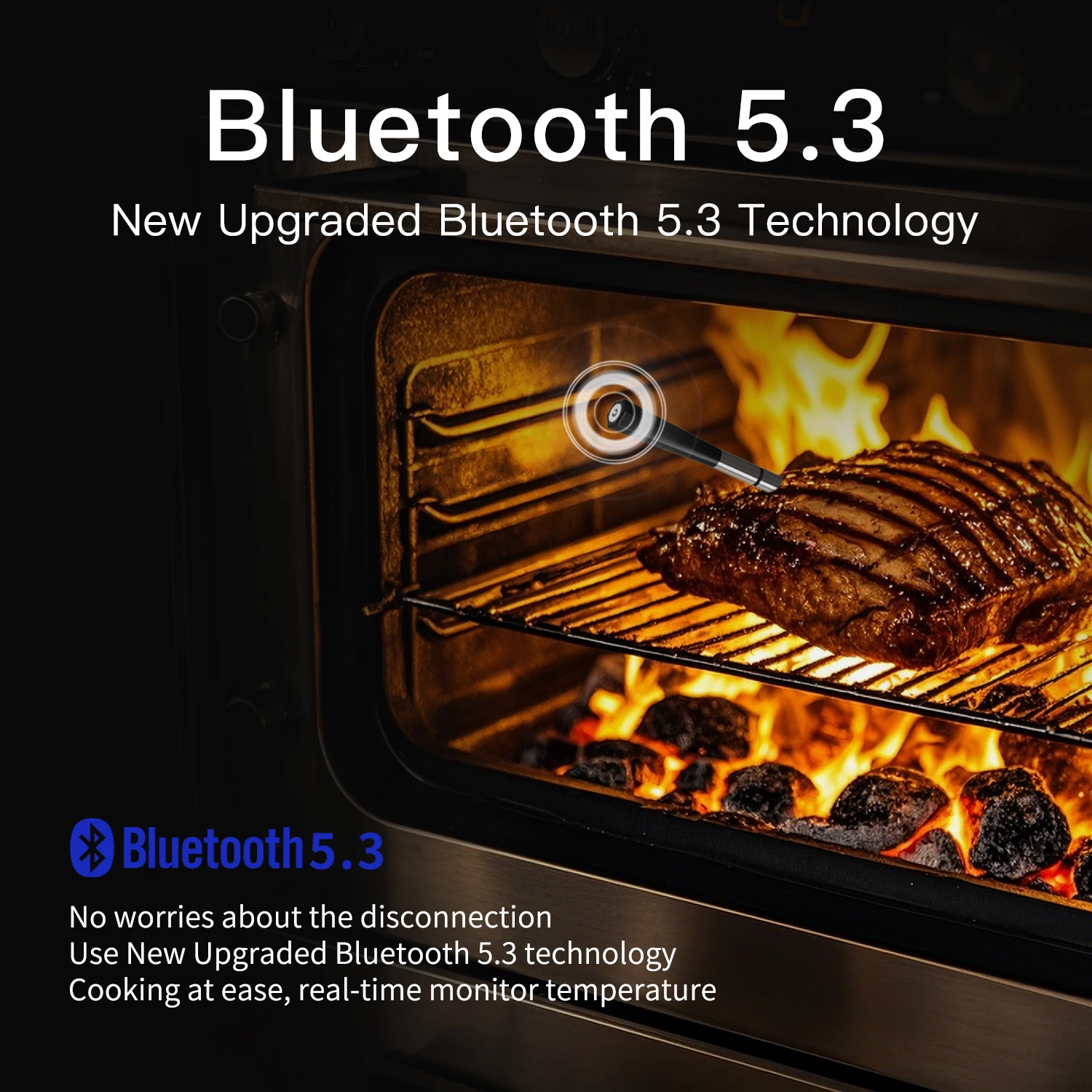 IP67 Waterproof Wireless Smart Thermometer with Dual Probe Digital Meat Thermometer for Kitchen Food Cooking Outdoor BBQ GRILL