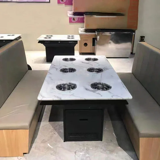 Commercial Built in Hot Pot Table Smokeless Dining Mini Hot Pot Table Chinese Single Hot Pot Table