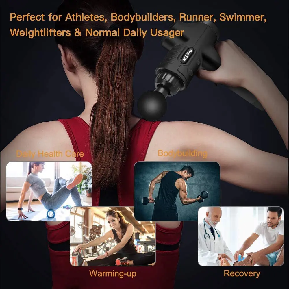 Dropshipping 30 Adjustable Speed Deep Tissue Percussion Massage Gun Fitness Massage Gun Set With Portable Case