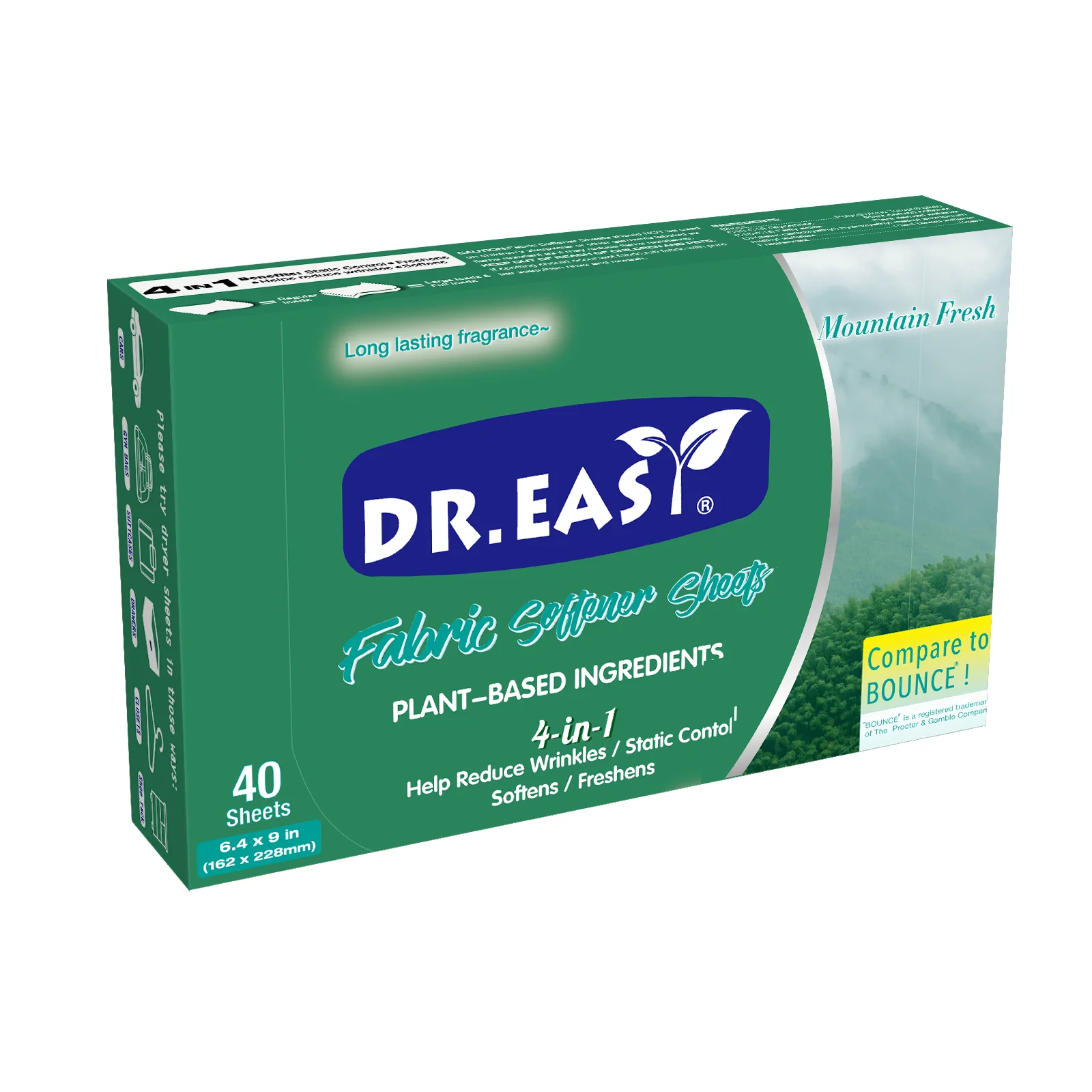 Biodegradable Fabric Softener Dryer Sheets Nature Mountain fresh Fragrance