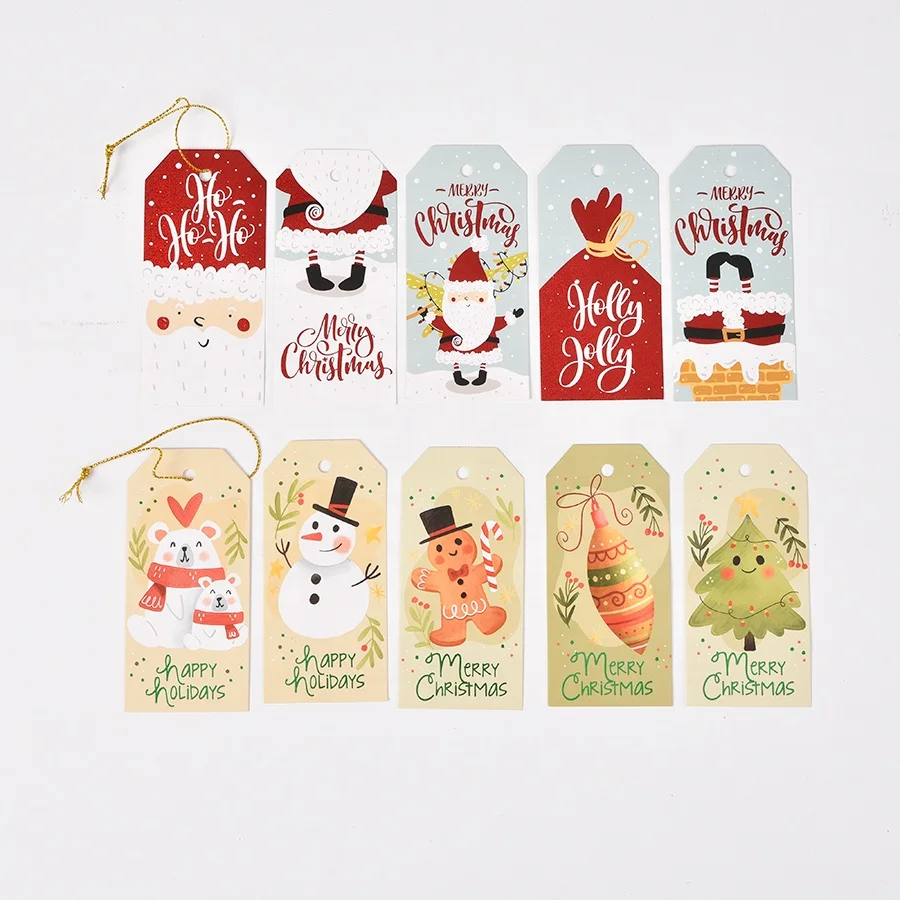 Assorted Glitter Foil Printed Designs Christmas Gifts Tags Paper Gift Tags for Christmas 25PK