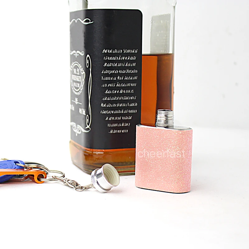 Персонализированный брелок для ключей 1 унция модный металлический Виски Ликер Вино горшок розовый нержавеющая сталь розовые плоские фляжки
