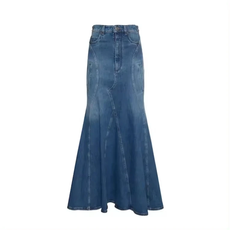 Manufacture custom zip up vintage cheap High waist wholesale fashion denim pencil high waist denim skirts for women