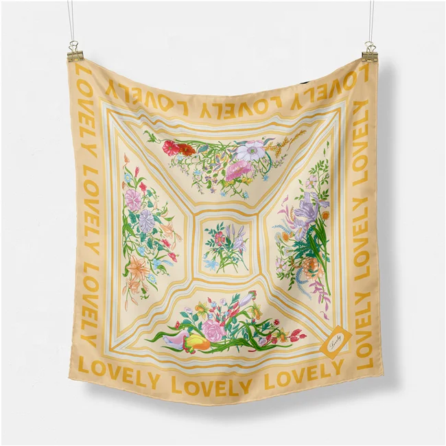 2022 New 53*53cm Retro Brand Women Silk Scarf Bandanna Lovely Bohemian Pattern Square Hijab Lady Wrap Headband foulard scarves