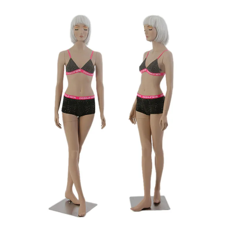 Mannequin underwear display window showcasing female full-body standing dummy FRP resin durable clothing store shelf