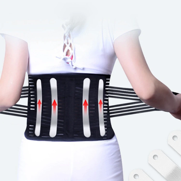 Working Medical Pain Relief Adjustable Breathable Metal Strip Elastic Lumbar Brace Waist Support Belt
