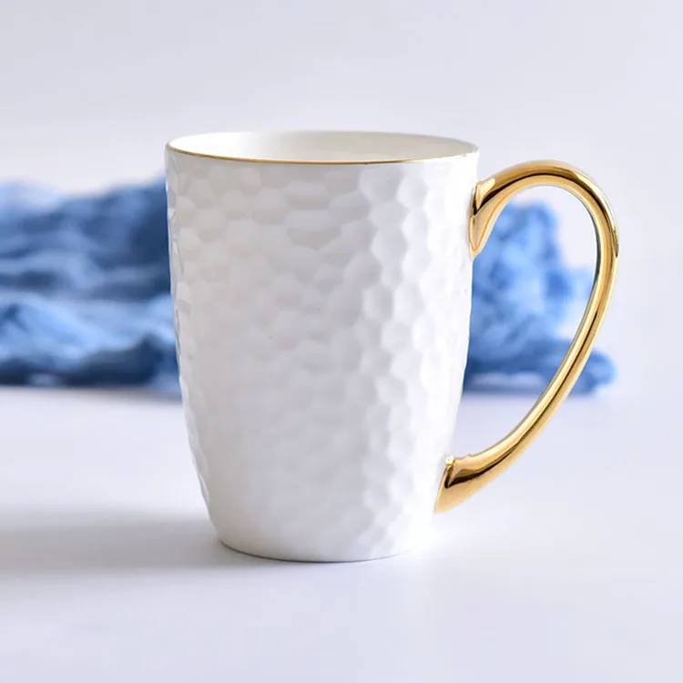 hot sell color porcelain gold handle coffee mug cup , wholesale plain white ceramic cups mugs