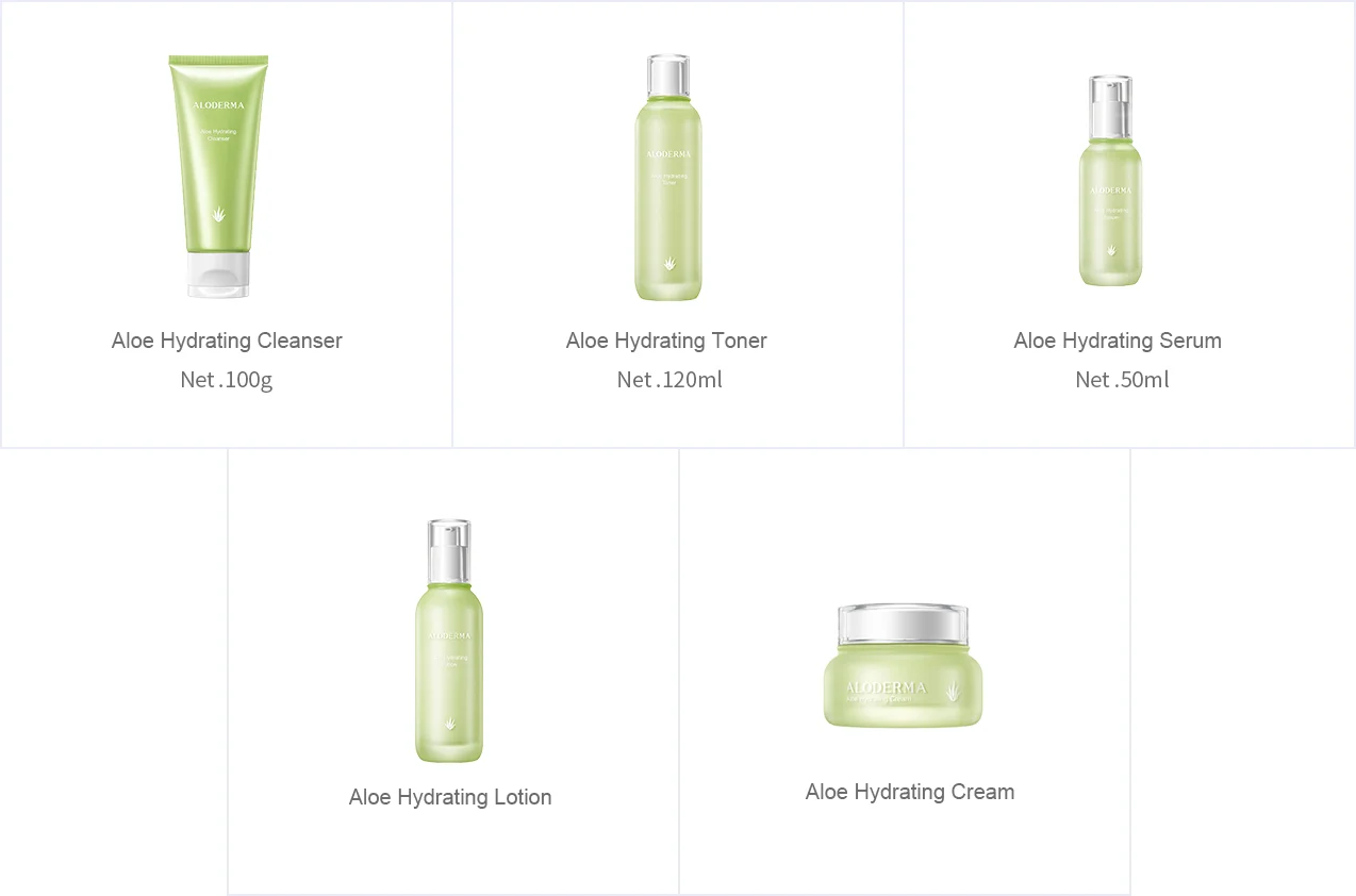 ALOE DERMA Organic skin care set snow whitening Face cream toner lotion essence cream cleanser Skin aloe vera set cosmetics