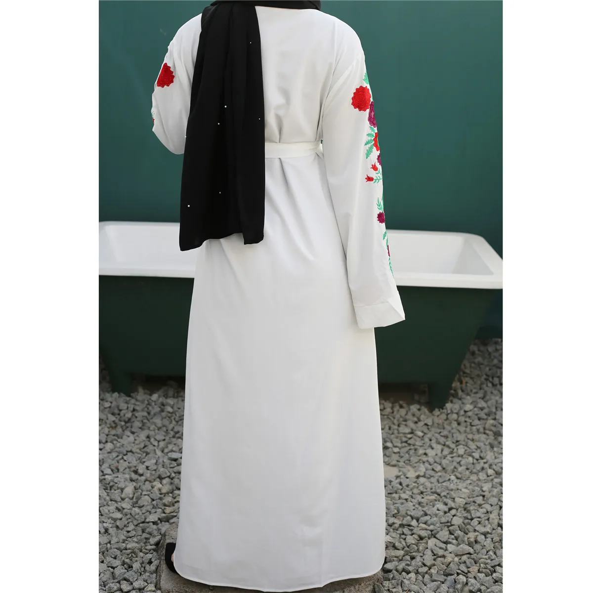 1713# Amazing Quality Maxi Muslim Dress Fashion Clothes Embroidered Kimono Cardigan Turkish Women Open Abaya Dubai Islamic Dress