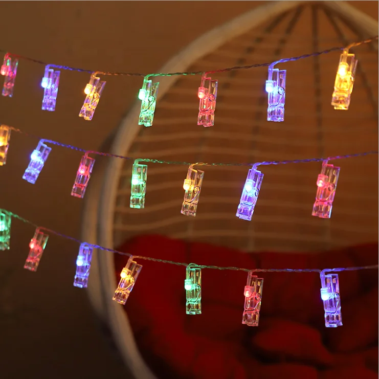 10 20 40 Led Card Photo Clip String Lights Holiday Decoration Led Fairy Light Xmas Bedroom Diy Clothespin Shapes Christmas Lamp
