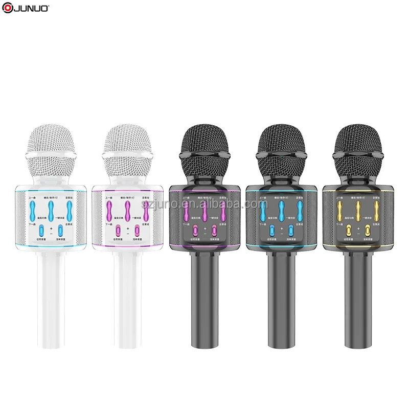 Junuo K9 Wireless Condenser Magic Record Music Built-in Mini Speaker Mike Karaoke Microphone