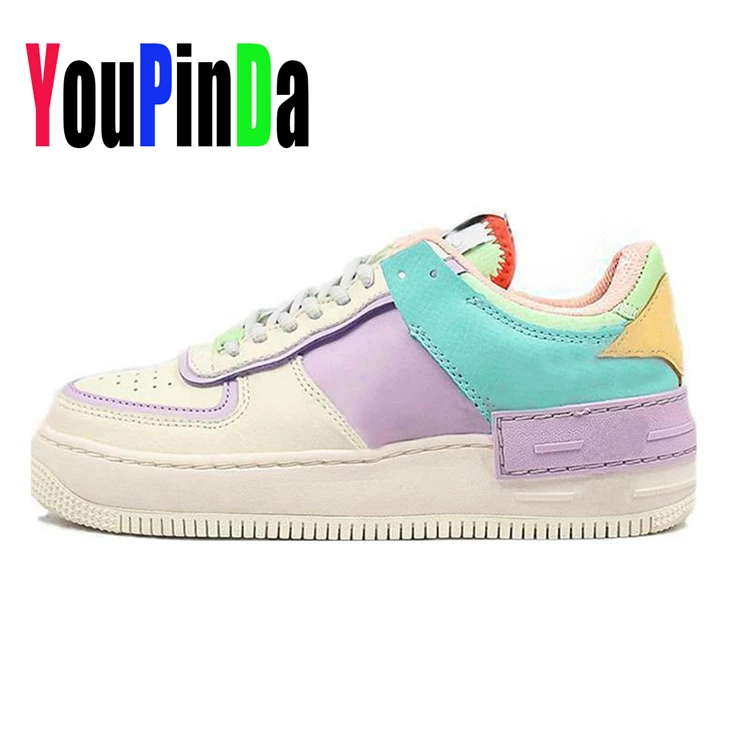 
2020 shadow New Arrival Women Running shoes Easter egg skateboarding Colorful pink white blue air 1 Casual sneakers size 36-40 