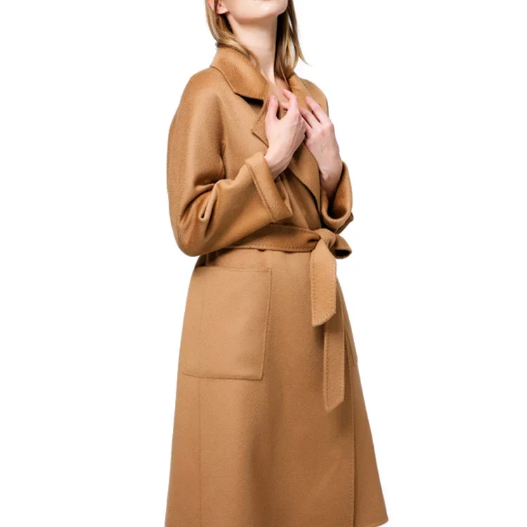 High Quality Jtfur Autumn Spring Women Double Face Camel Wool Coat Womens