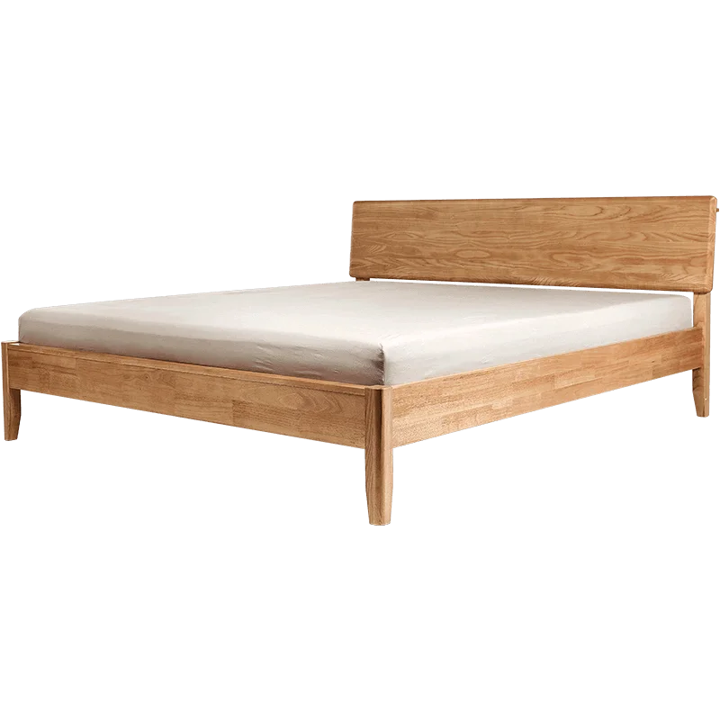 Wood Cottage Style Platform Bed with Headboard Nordic Solid Wood Bed Single Modern Simple Bedroom Apartment Furniture Factory