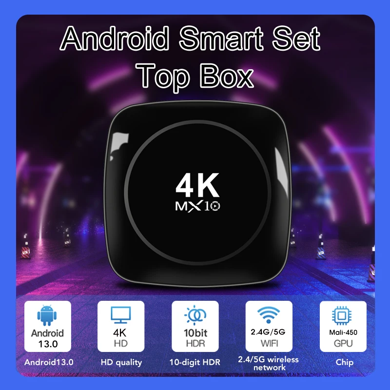 2024 MX10 4K Set Top Box 2.4/5G WIFI With BT voice Remote  S905L2 Smart Tvbox 13 Android Tv Box