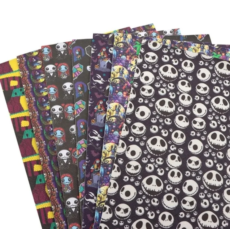 Halloween Faux Leather Sheet Customized faux leather sheets Fabric for DIY Bows and Earrings 20000 Designs