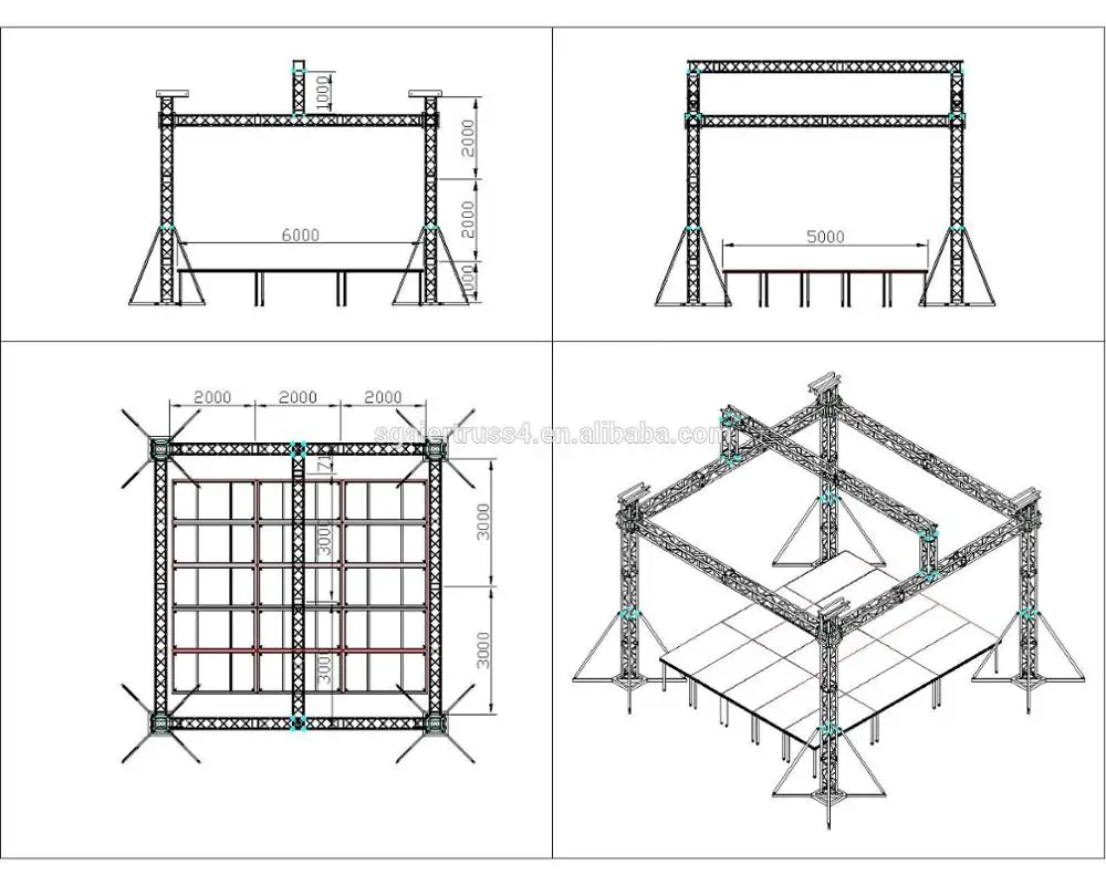 New outdoor stage roof truss aluminium alloy truss frame design