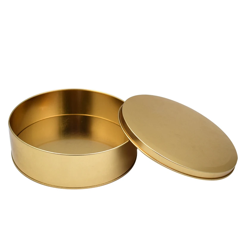 Wholesale large round gold metal box airtight butter cookie tin metal can food grade