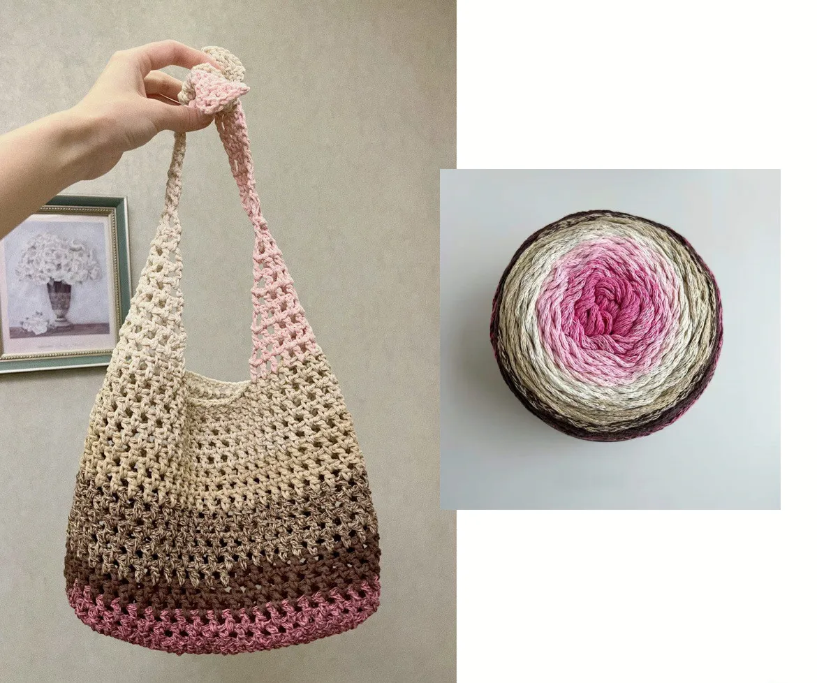 flower bud yarn hollow cotton colored 250g segment dyed cake yarn DIY Hand Crocheted bag hat rainbow yarn