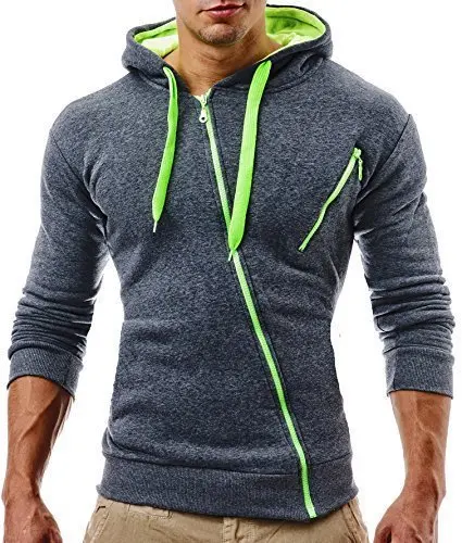 fashion winter oblique full zipper hoodies casual cardigan men pullover hoodies
